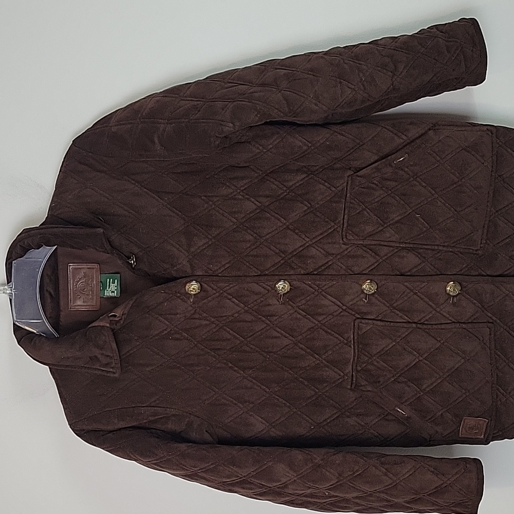 Ralph Lauren Faux Suede Equestrian Horse Brown Quilted Chore Jacket